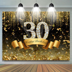 Gold Und Schwarz Bokeh Diamant 30 Geburtstag Hintergrund