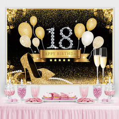 Gold Rose Und Luftballons Funkeln 18 Geburtstag Hintergrund