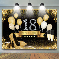 Gold Rose Und Luftballons Funkeln 18 Geburtstag Hintergrund