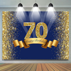 Golden Funkeln Marine Blau Glücklich 70 Geburtstag Hintergrund