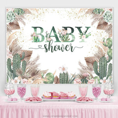 Grün Kaktus Blumen Boho Babydusche Hintergrund