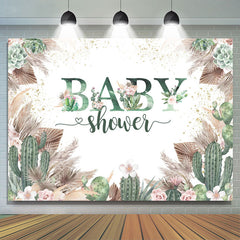 Grün Kaktus Blumen Boho Babydusche Hintergrund