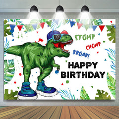 Grüner Cartoon Dinosaurier Happy Birthday Party Hintergrund