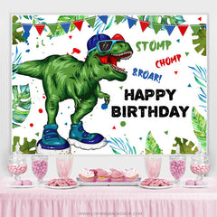 Grüner Cartoon Dinosaurier Happy Birthday Party Hintergrund