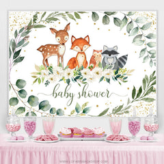 Lofaris Green Leaves And White Floral Baby Shower Backdrop