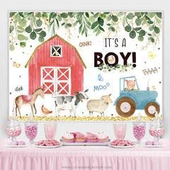 Lofaris Green Leaves Farm House Animal Baby Shower Backdrop