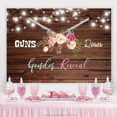 Lofaris Gun Or Rose Gender Reveal Wooden Baby Shower Backdrop