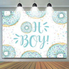 Lofaris Hi Boy Light Blue Sweet Donut Backdrop For Baby Shower