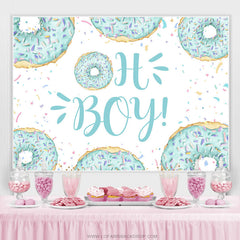 Lofaris Hi Boy Light Blue Sweet Donut Backdrop For Baby Shower