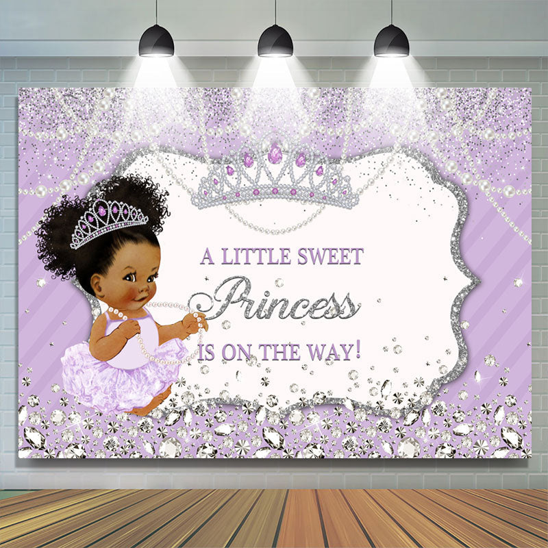 Lofaris Lavender And Glitter Crown Pearl Baby Shower Backdrop