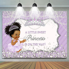 Lofaris Lavender And Glitter Crown Pearl Baby Shower Backdrop