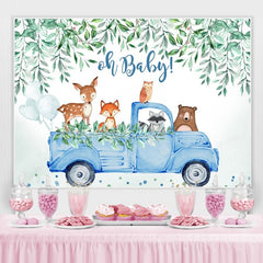 Oh Baby Blau Auto mit Tiere Junge babydusche Hintergrund