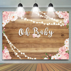 Oh Baby Blume Hölzern Baby Dusche Hintergrund Für Mädchen