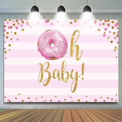 Oh Baby Funkeln Rosa Krapfen Mädchen Baby Dusche Hintergrund