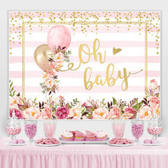 Oh Baby Rosa Blumen Ballon Streifen babydusche Hintergrund