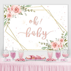 Oh Baby Rosa Rose Und Gold Rahmen babydusche Hintergrund