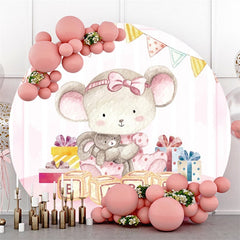 Rosa Teddy Tragen Und Geschenke Runden Baby Dusche Hintergrund