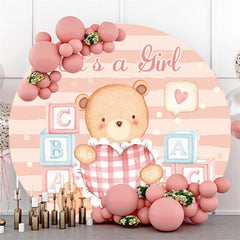 Rosa Teddy Halten Kissen Thema Kreis Baby Dusche Hintergrund