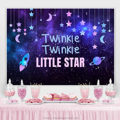 Lofaris Purple Blue Star Night Baby Shower Backdrop For Decro