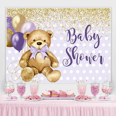 Lila Golden Ballon Teddy Tragen babydusche Hintergrund