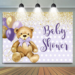 Lila Golden Ballon Teddy Tragen babydusche Hintergrund