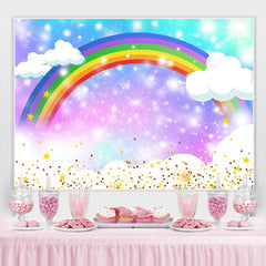 Regenbogen Weiß Wolken Baby Dusche Hintergrund Für Party