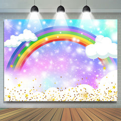 Regenbogen Weiß Wolken Baby Dusche Hintergrund Für Party