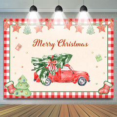 Rot Auto mit A Weihnachten Baum Weihnachten Party Hintergrund