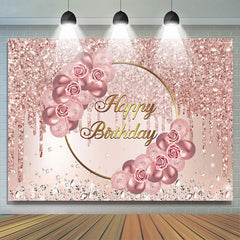 Rose Gold Rosa Blume Und Diamant Geburtstag Hintergrund