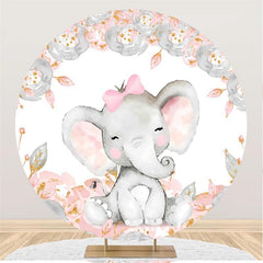 Runden Rosa Und Grau Elefant Thema Baby Dusche Hintergrund