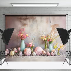 Schäbig Zement Wand Blumen Eier Foto Ostern Hintergrund