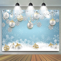 Silber Perle Ball Mit Schneeflocke Weihnachten Hintergrund