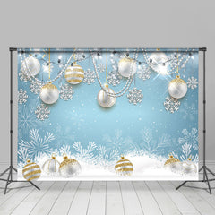 Silber Perle Ball Mit Schneeflocke Weihnachten Hintergrund