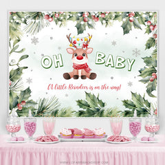 Schneebedeckt Winter Rentier Weihnachten Babydusche Hintergrund