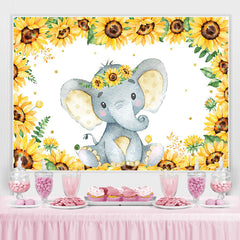 Sonnenblume Und Schön Elefant Baby Dusche Hintergrund