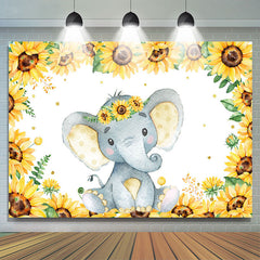 Sonnenblume Und Schön Elefant Baby Dusche Hintergrund