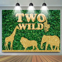 Zwei Wild Gras Dschungel Safari Tiere Gold 2 Geburtstag Hintergrund