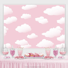 Weiss Wolke Rosa Himmel Einfach Babydusche Party Hintergrund