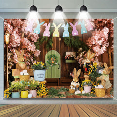 Holz Wand Blumen Hase Ausgestopft Spielzeuge Ostern Hintergrund