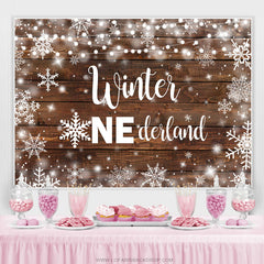 Hölzern Winter Onederland Schneeflocke Geburtstag Hintergrund