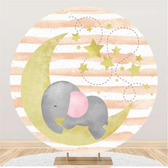 Gelb Mond Stern Und Elefant Runden Baby Dusche Hintergrund